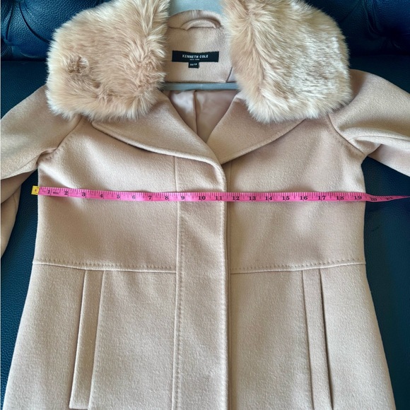 Kenneth Cole Women's Blush Trench Coat with Faux Fur Collar - Picture 6 of 8